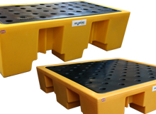 2 and 4 Drum Plastic Spill Pallets - with PE Grid
