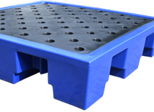 4 Drum Plastic Spill Pallet - PE Grid in Blue