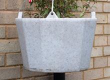 Self Watering Hanging Planter In White Marble