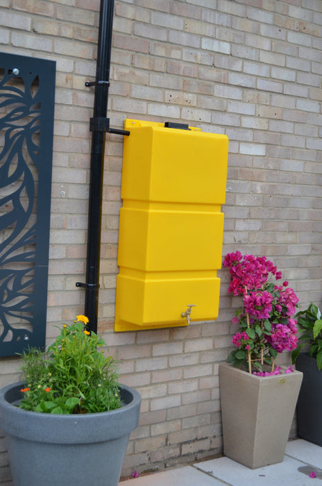 yellow wall mounted water butt