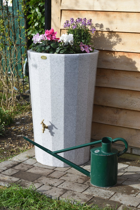 white marble water butt planter