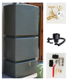 825 Litre Water Butt Kit Green Marble - C/W Tap Kit, Diverter & Shut Off Valve