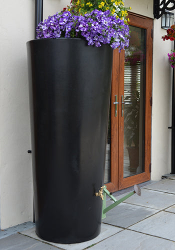 big city water butt planter in black with tap