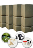 825 Litre Water Butt Quad Pack Linked - Sandstone