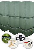 825 Litre Water Butt Triple Pack Linked - Green Marble